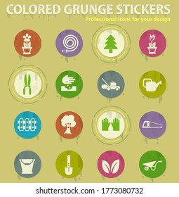 landscape design vector colored grunge icons with sweats glue for design web and mobile applications