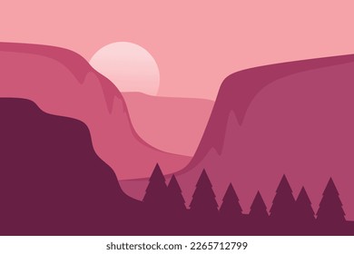 Landscape design vector, Flat nature design, Landscape flat design