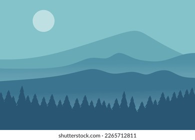 Landscape design vector, Flat nature design, Landscape flat design