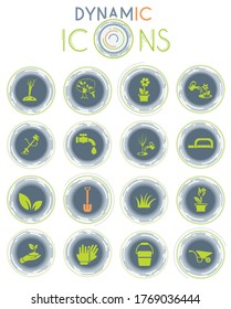 landscape design vector icons on white background with dynamic lines for animation for web and user interface design