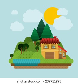 Landscape design, vector illustration.