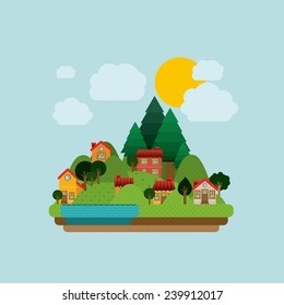 Landscape design, vector illustration.