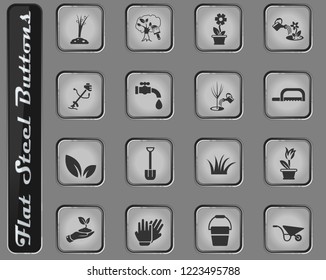 landscape design vector web icons on the flat steel buttons