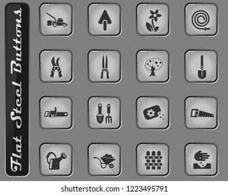 landscape design vector web icons on the flat steel buttons