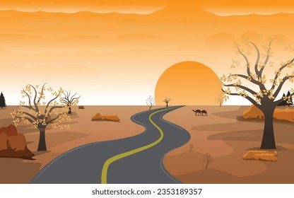 Landscape Design.Desert landscape vector.Vector illustrations of nature.