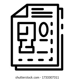 Landscape designer paper icon. Outline landscape designer paper vector icon for web design isolated on white background