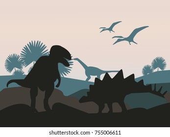 Landscape with dinosaurs