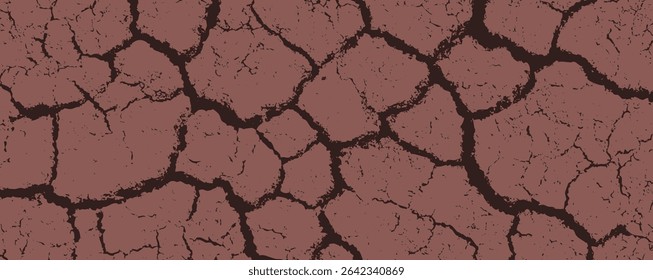 The landscape displays a textured surface of dry, cracked earth, revealing a stark brown color that signifies extreme aridity.