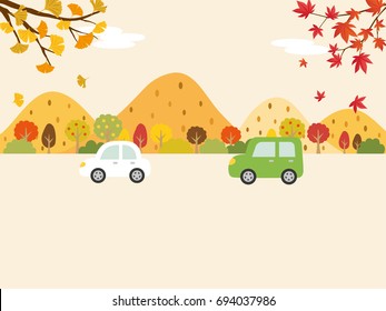 A landscape driving the autumn suburbs vector background