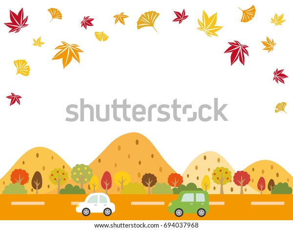 A\
landscape driving the autumn suburbs vector\
background