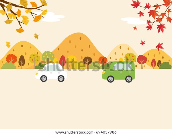 A\
landscape driving the autumn suburbs vector\
background