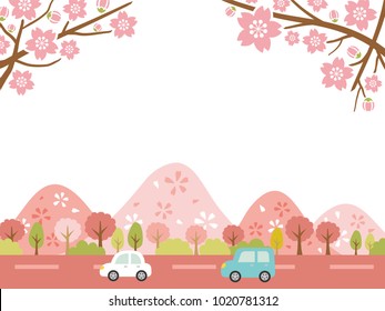 landscape driving the spring suburbs vector background.
