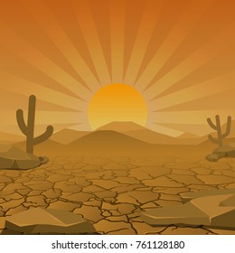Landscape of dry desert. vector. design element for flyer, brochure, web banner, poster etc
