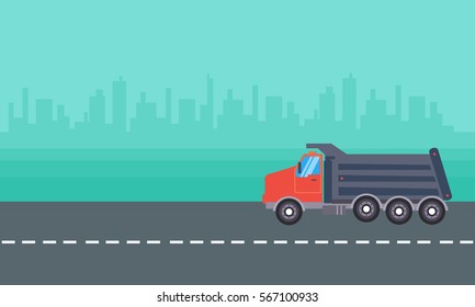 Landscape of dump truck vector collection stock