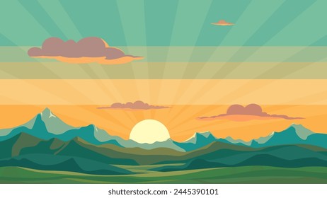 Landscape during the sunset, mountain valley with majestic mountains and sky. view great natural. hill