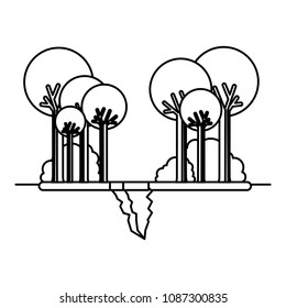 landscape with earthquake crack