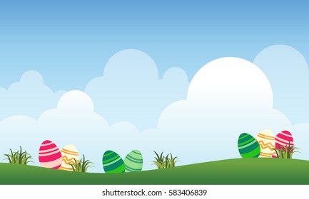 Landscape of easter and cloud vector