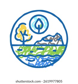 landscape ecology doodle icon sketch vector. landscape ecology sign. isolated symbol illustration