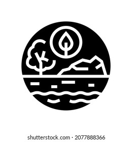 vector de icono de glifos de ecología de paisaje. signo de ecología del paisaje. símbolo de contorno aislado ilustración negra