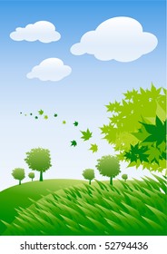 landscape with ecology trees with leaves