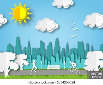 Landscape. The effect of cut paper. Bright. Background. Nature. Print. For your design.