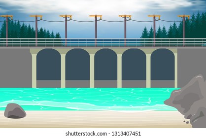 landscape of electric dam