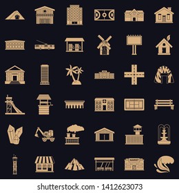 Landscape element icons set. Simple style of 36 landscape element vector icons for web for any design