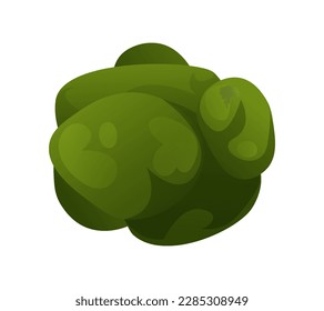 Landscape element top view. Beautiful green bush with leaves and branches. Garden or park design. Object for design project or plan. Cartoon flat vector illustration isolated on white background