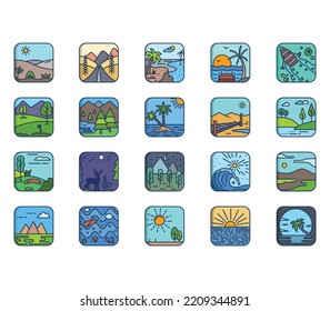 Landscape and environment icon set