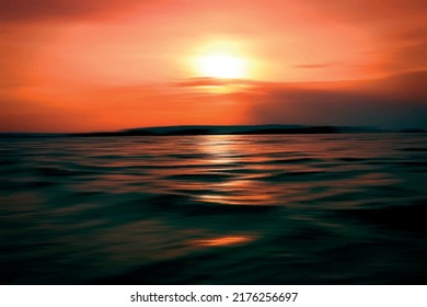 Landscape Evening Beach Sunset Illustration Vector Illustration Background Wallpaper