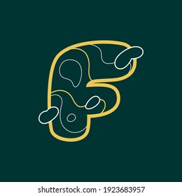 Landscape F letter logo with geology line pattern. Modern font for adventure labels, mountain travel emblem, ecology posters and outdoor sport identity, etc.