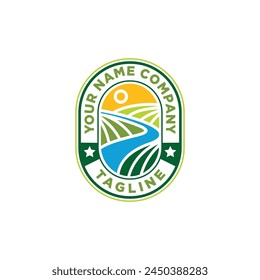 Landscape Farm badge logo icon vector template.eps