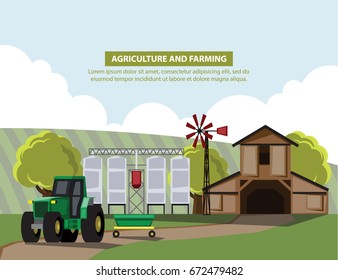 landscape with  farm And livestock