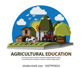 landscape with  farm And livestock concept , Vector illustration cartoon character design.