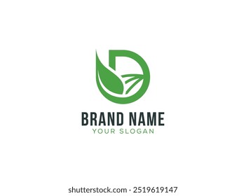 Landscape farm logo design vector initial letter D logo