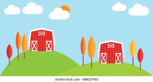 landscape farm view. on the hill Vector illustration
