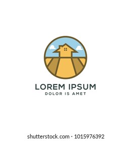 Landscape Farming House Vector, landscape park house in the village vector design