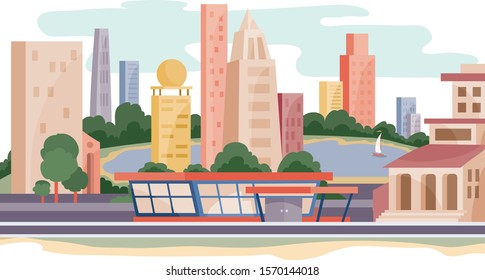 landscape of a fashionable new city with skyscrapers and skyscrapers,