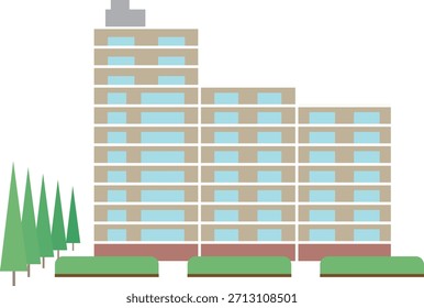 Paisaje con un moderno edificio de apartamentos marrón