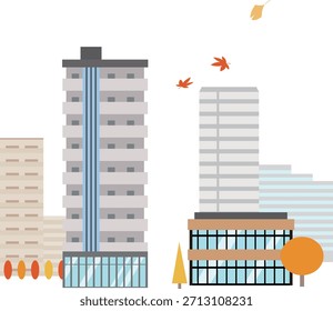 Paisaje con un moderno edificio de apartamentos gris