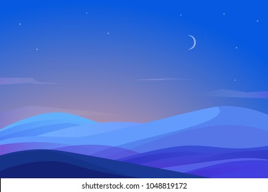 Landscape with field view in night