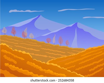 Landscape Fields Stock Vector (Royalty Free) 252684358 | Shutterstock