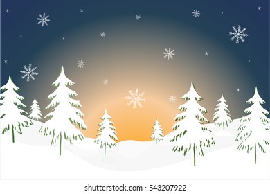 landscape with fir trees, vector illustration