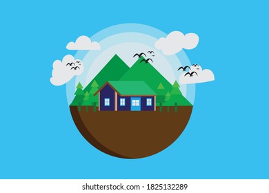 Hogar de diseño plano y paisajístico