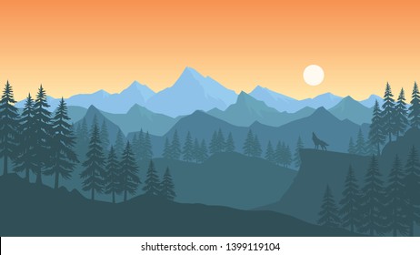 Landscape Flat Design Wallpaper and Background