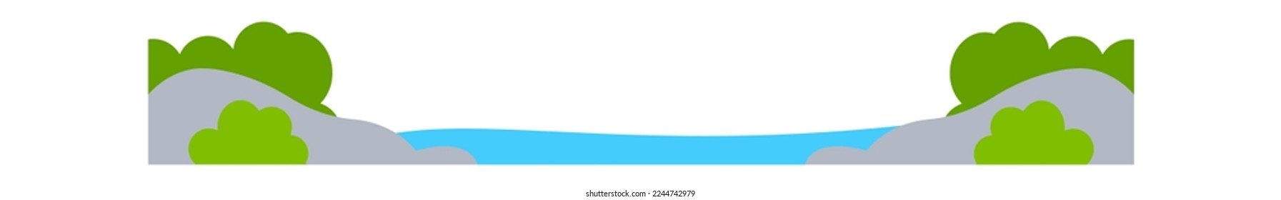 Landscape flat icon River between coasts Landscape. Vector illustration