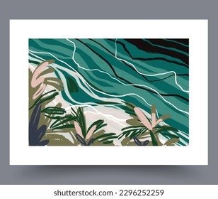 Landscape flow stormy rivers wall art print. Printable minimal abstract flow poster. Contemporary decorative background with rivers. Wall artwork for interior design.
