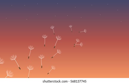 Landscape of flower fly at spring vector art