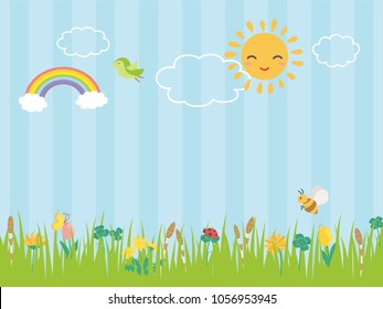 Landscape with the flower of the fresh green season.