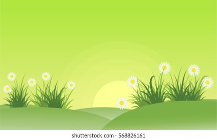 Landscape of flower spring theme vector art